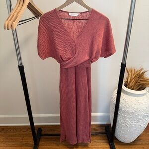 Textured Coral Midi Dress